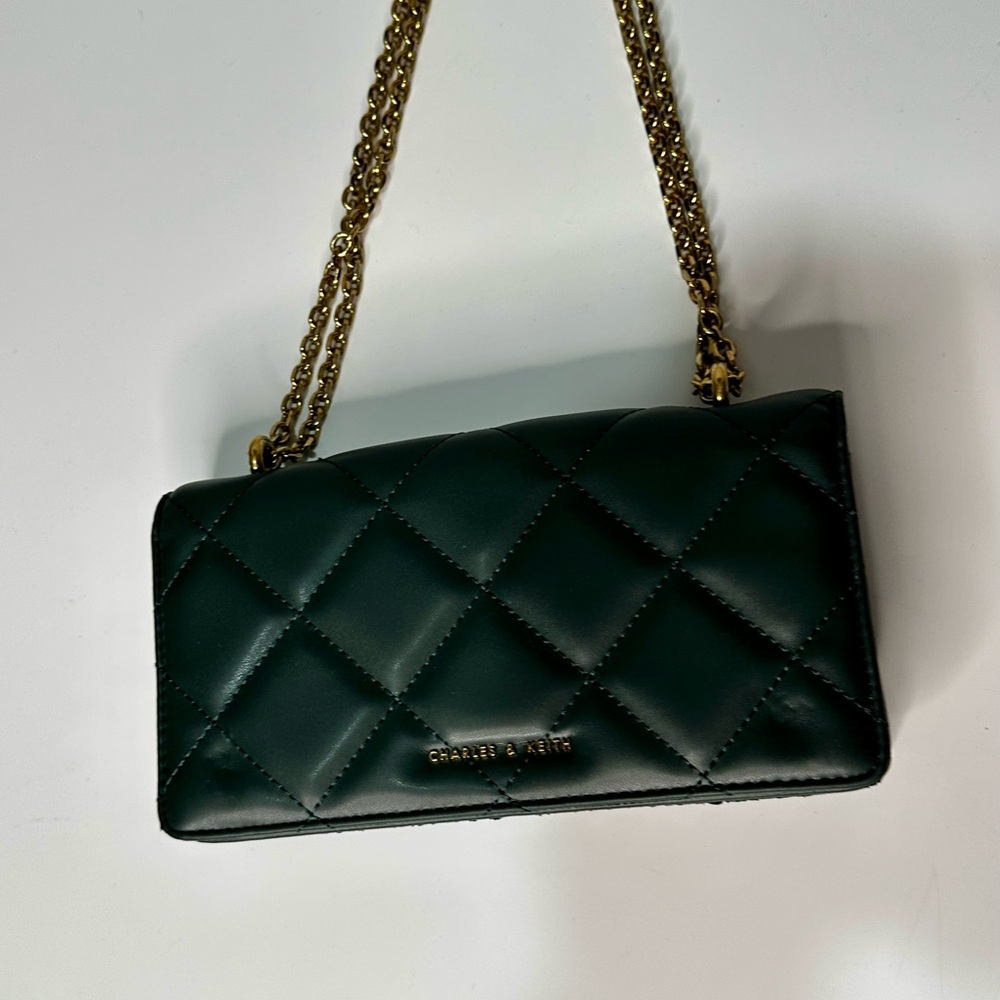Charles & Keith Teal Quilted Crossbody Bag - Picture 2 of 4